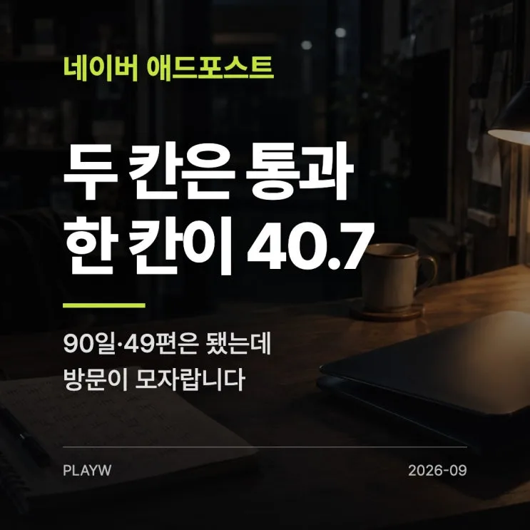 네이버 애드포스트 조건, 하루 40.7회라 못 냈습니다